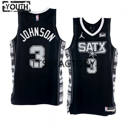 Kinder NBA San Antonio Spurs Trikot Keldon Johnson 3 Nike 2022-23 Statement Edition Schwarz Swingman